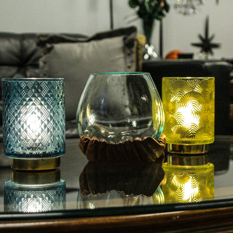 6 Inch - Image 4 - Blown Molten Glass and Carved Wood Hands Decorative Bowls, Vases, and Terrariums, 6 Inches High