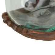 5.25 Inch - Image 8 - Blown Molten Glass and Carved Wood Hands Decorative Bowl, Vase, and Terrarium, 5 Inches High