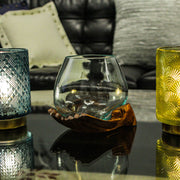 5.25 Inch - Image 4 - Blown Molten Glass and Carved Wood Hands Decorative Bowl, Vase, and Terrarium, 5 Inches High