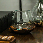 5.25 Inch - Image 6 - Blown Molten Glass and Carved Wood Hands Decorative Bowl, Vase, and Terrarium, 5 Inches High