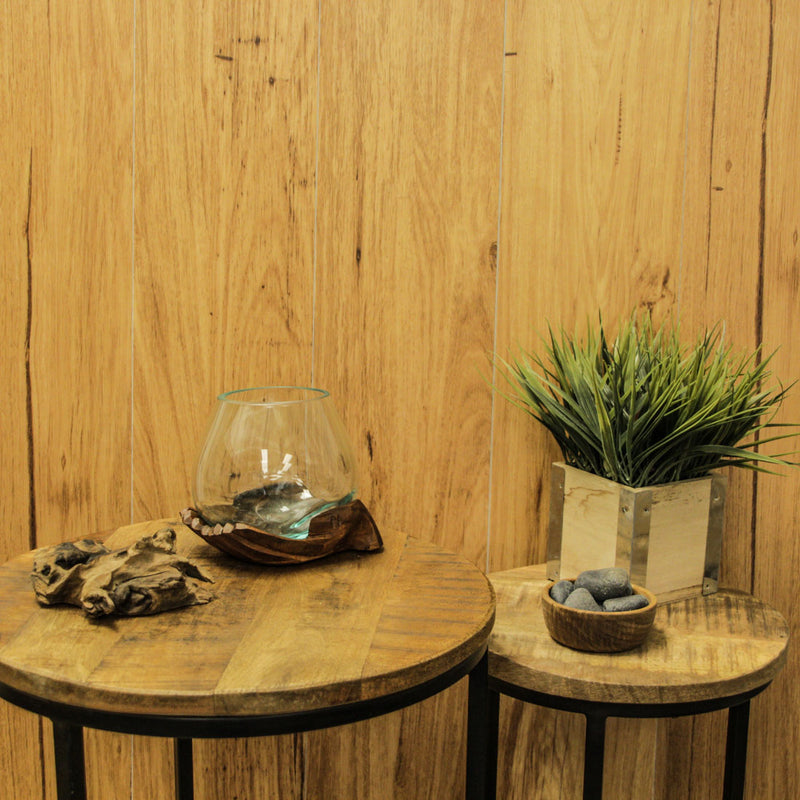 6 Inch & 5.25 Inch - Image 2 - 6 and 5 Inch Tall Blown Molten Glass and Carved Wood Hands Decorative Bowls, Vases, and