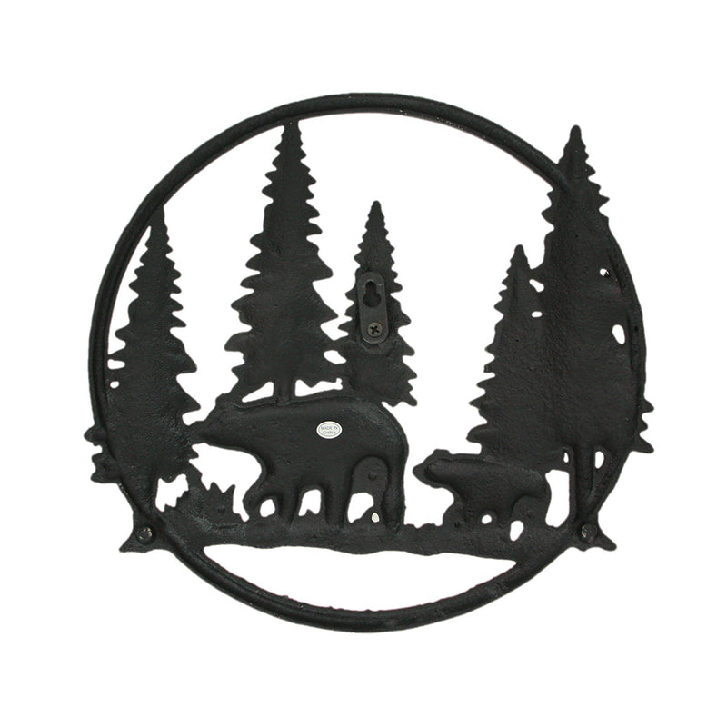 Multicolored - Image 8 - Cast Iron Black Bears in Forest Indoor / Outdoor Decorative Wall Hanging 12 Inches in Diameter -