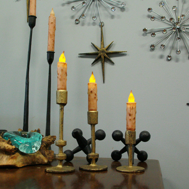 Set of 3 Taper Candle Holders, 4 to 8 Inch Aged Bronze Cast Iron Image 5