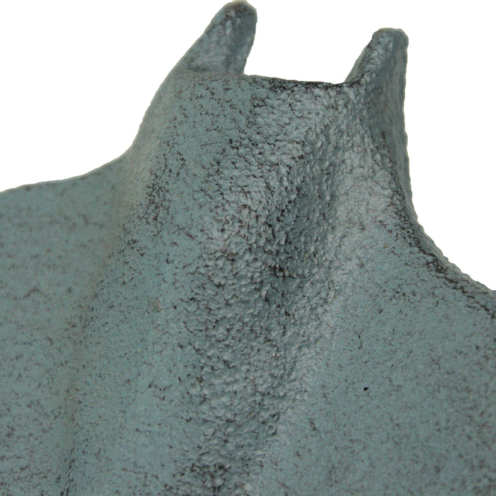 Set of 2 Cast Iron Stingray Wall Hooks in Blue and Gray – Coastal Nautical Wall Mounted Hooks with Matte Finish for Bathroom,