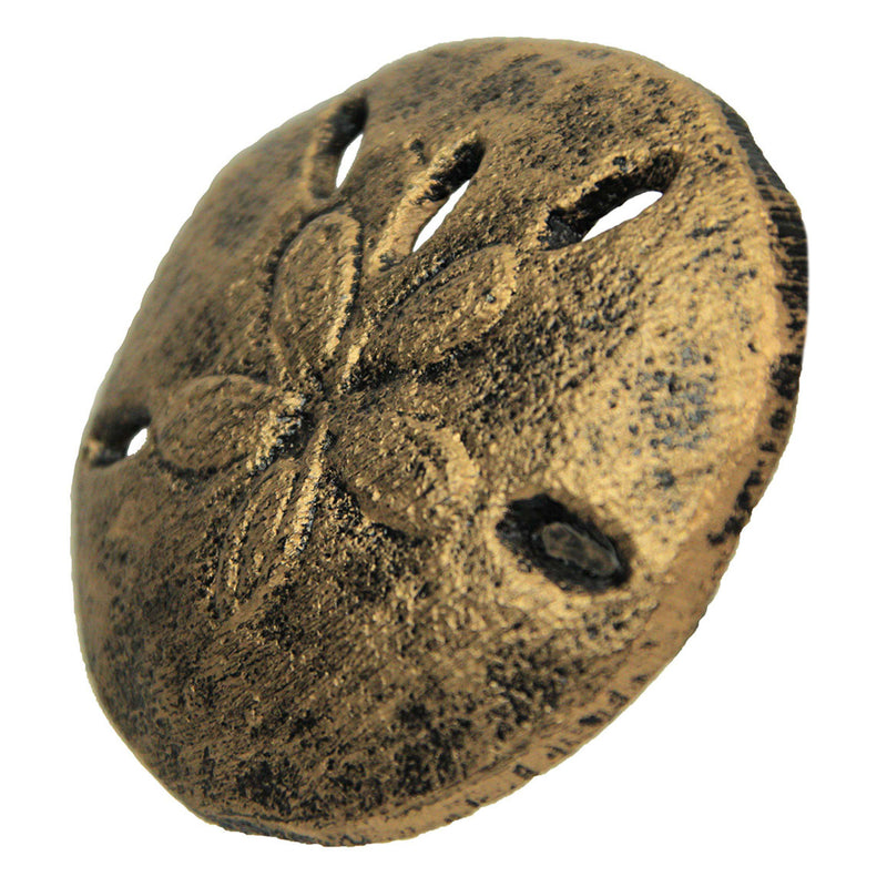 Gold - Image 2 - Antique Gold Finish Sand Dollar Drawer Pulls - 6-Piece Set, 2.25 inch Diameter, Coastal Cast Iron Knobs for