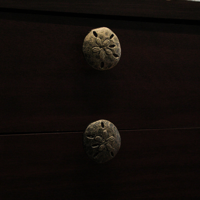Gold - Image 5 - Antique Gold Finish Sand Dollar Drawer Pulls - 6-Piece Set, 2.25 inch Diameter, Coastal Cast Iron Knobs for