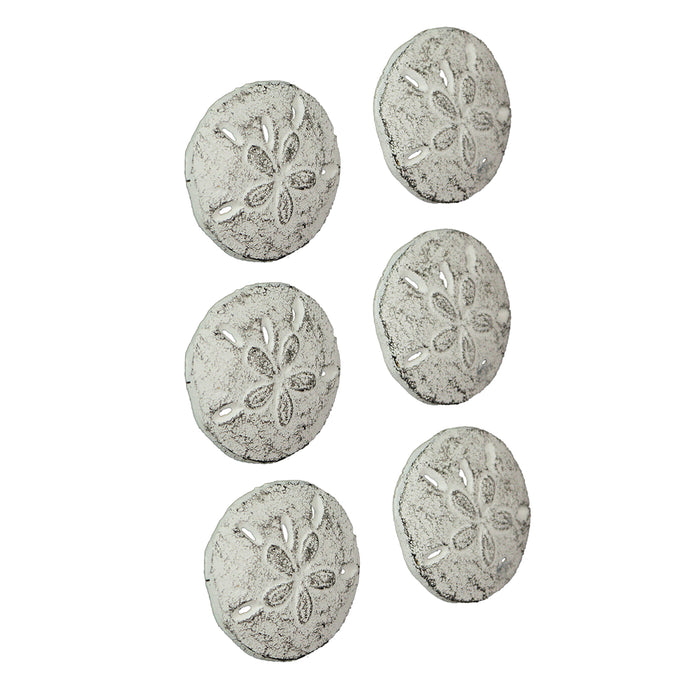 White - Image 7 - Antique White Sand Dollar Drawer Pulls – 6-Piece Set, 2.25" Diameter, Coastal Cast Iron Knobs for Cabinets,