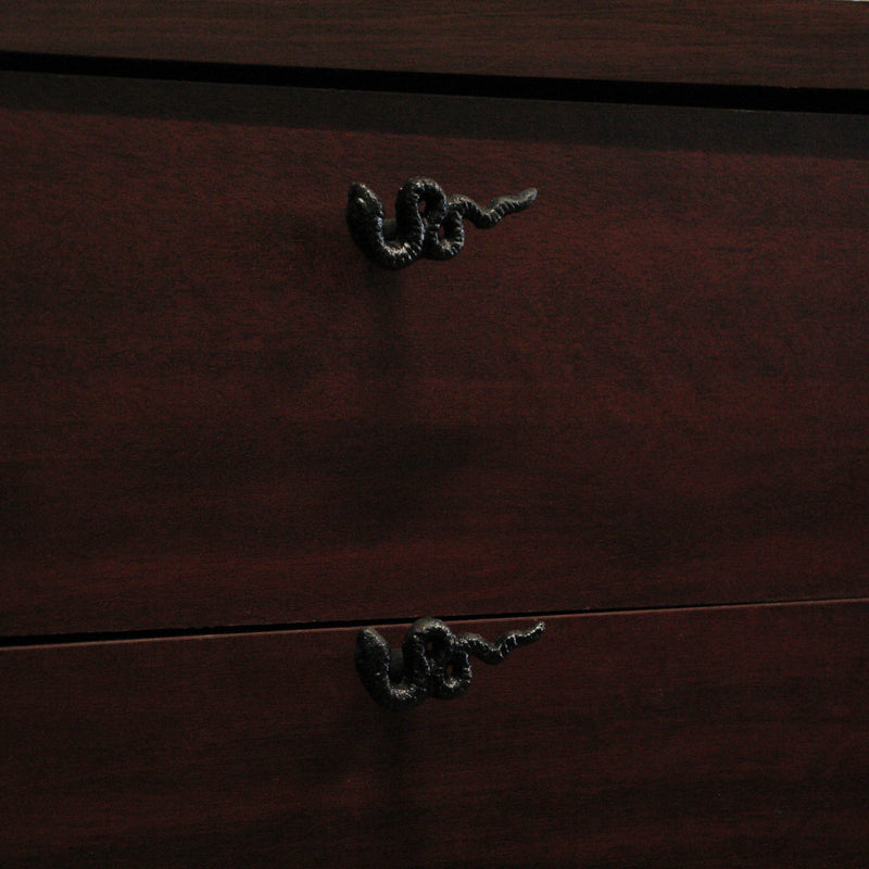 Set of 6 Snake Drawer Pulls, 2.25 Inch Black Cast Iron for Gothic Decor Image 5