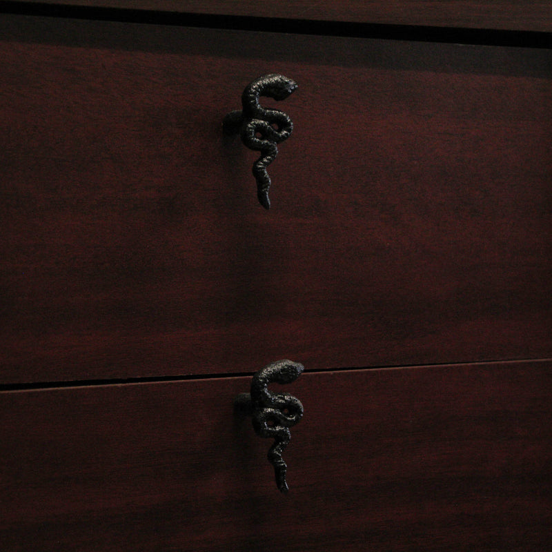 Set of 6 Snake Drawer Pulls, 2.25 Inch Black Cast Iron for Gothic Decor Image 7
