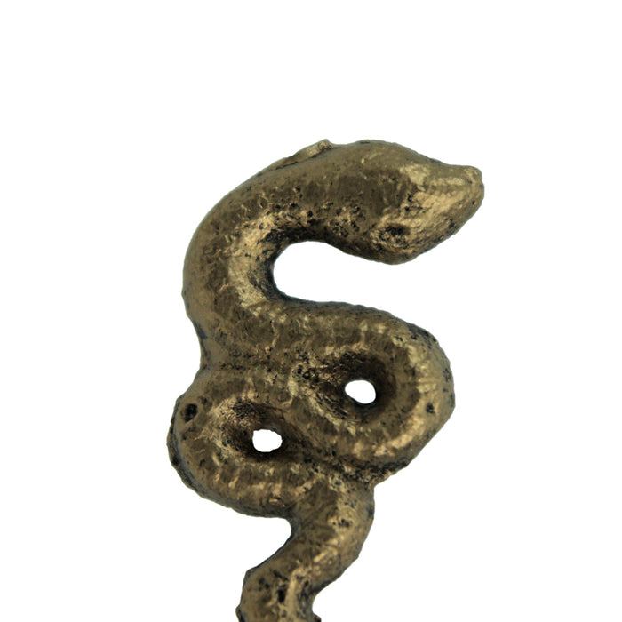 Antique Gold Cast Iron Gothic Snake Drawer Pulls – 6-Piece Set, 2.25" Long, 1" High, Serpentine Design for Cabinets, Drawers,