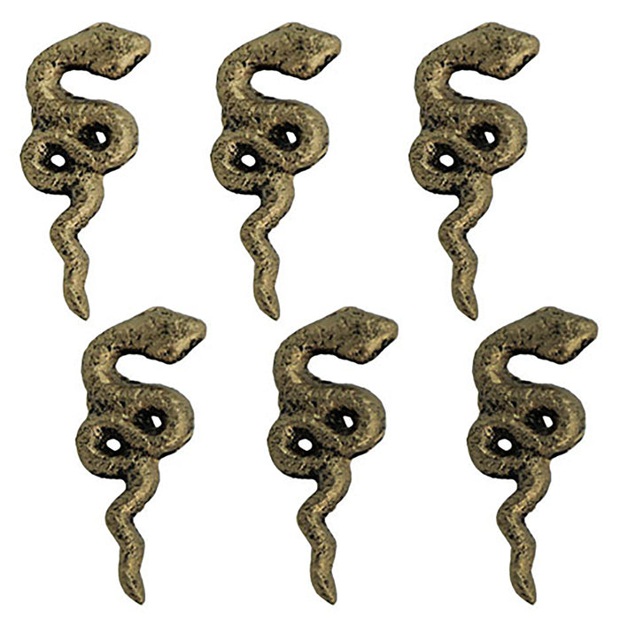 Antique Gold Cast Iron Gothic Snake Drawer Pulls – 6-Piece Set, 2.25" Long, 1" High, Serpentine Design for Cabinets, Drawers,