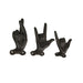 Black - Image 2 - Set of 3 Brown Cast Iron Hand Gesture Wall Hooks: Playful Key or Towel Hangers with Rock-On, ASL I Love