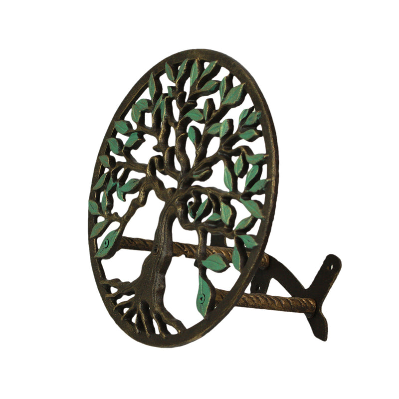 Tree of Life - Green - Image 3 - Green / Bronze Finish Cast Iron Tree of Life Decorative Wall-Mounted Garden Hose Hanger -