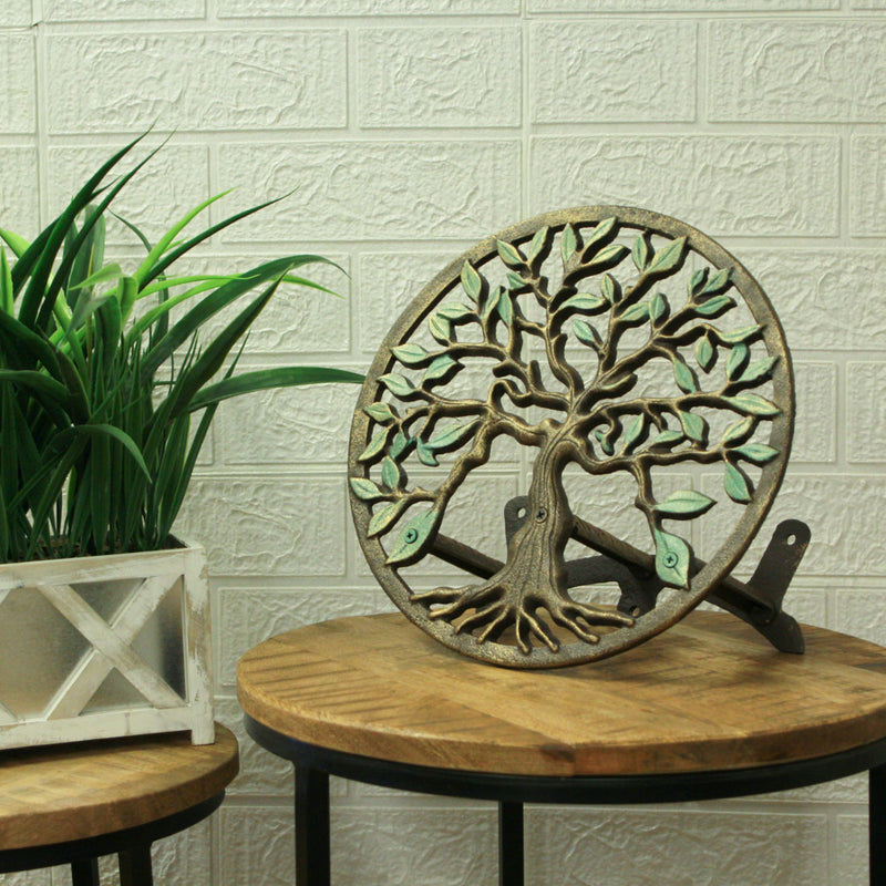 Tree of Life - Green - Image 5 - Green / Bronze Finish Cast Iron Tree of Life Decorative Wall-Mounted Garden Hose Hanger -