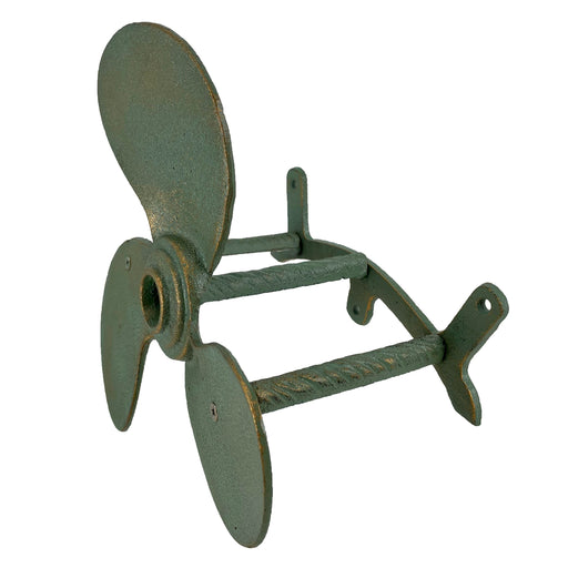 Nautical Boat Propeller Garden Hose Holder – Cast Iron with Verdigris and Bronze Finish, Wall-Mounted, 10.5" Diameter, 6"