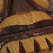 Hand Carved Natural Stained Wood Polynesian Style Tiki Wall Hanging Masks 20 inch Set of 2 Tropical Décor Image 6