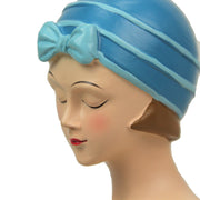 Seated Relaxation Pose - Blue PD - Image 5 - Vintage Bathing Beauty Statue - Aegean Blue & White Polka Dot Swimsuit - 8"