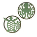 Charming Cast Iron Trivet Set: Nautical Octopus & Sea Turtle Design, Verdigris Finish with Bronze Accents, Durable