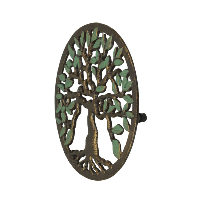 Cast Iron Tree of Life Trivet – Antique Gold Finish, 7.75" Diameter, Heat-Resistant Kitchen Accessory, Doubles as Wall