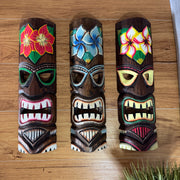 Zeckos Tropical Flower Tiki Masks, Set of 3, Hand-Carved Wood, 19 Inch Tall Image 8