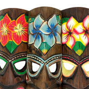 Zeckos Tropical Flower Tiki Masks, Set of 3, Hand-Carved Wood, 19 Inch Tall Image 10