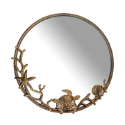 Zeckos Wall Mounted Mirror Bronze Coastal Sea Turtle Coral Seashell Metal and Glass Round Nautical Wall Decor, 20.5 Inch