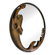 Bronze Finish Mermaid Wall-Mounted Mirror – 20-Inch Diameter Decorative Accent for Coastal and Nautical Home Decor, Elegant