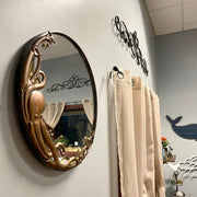 Bronze Octopus Wall-Mounted Mirror – 20-Inch Diameter Decorative Accent for Nautical and Coastal Home Decor, Unique Focal