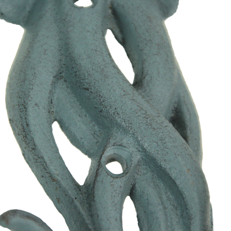 Set of 3 Jellyfish Wall Hooks, 5 Inch Blue Gray White Cast Iron Image 3