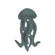 Set of 3 Jellyfish Wall Hooks, 5 Inch Blue Gray White Cast Iron Image 5