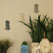 Set of 3 Jellyfish Wall Hooks, 5 Inch Blue Gray White Cast Iron Image 4