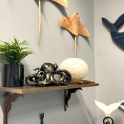 Bronze Octopus Bookends Set of 2 – Nautical Coastal Polyresin Sculptures for Bookshelves, Office, Bedroom, Library –