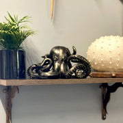 Bronze Octopus Bookends Set of 2 – Nautical Coastal Polyresin Sculptures for Bookshelves, Office, Bedroom, Library –