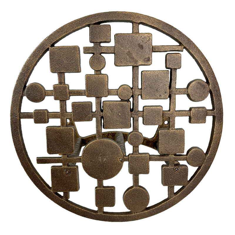 MCM Circles & Squares - Bronze - Image 2 - Mid-Century Modern Cast Iron Circles & Squares Hose Holder – Bronze Finish,