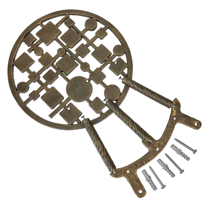 MCM Circles & Squares - Bronze - Image 8 - Mid-Century Modern Cast Iron Circles & Squares Hose Holder – Bronze Finish,