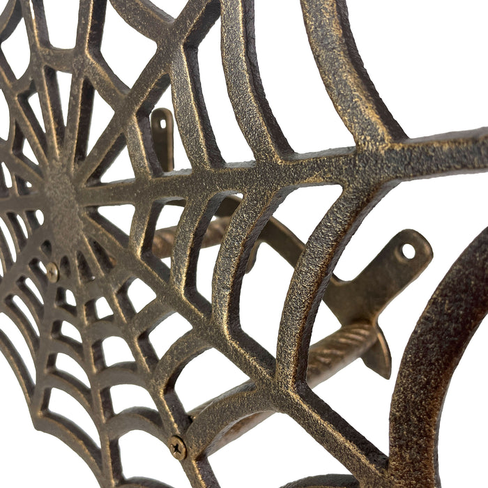 XL Cast Iron Spider Web Hose Holder, Bronze Finish, Heavy-Duty Wall Mounted Garden Hose Hanger, Weather Resistant Decorative
