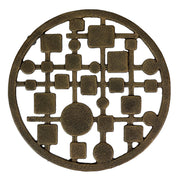Cast Iron Trivet, Circles and Squares 8 Inch Bronze Mid-Century Modern Image 1