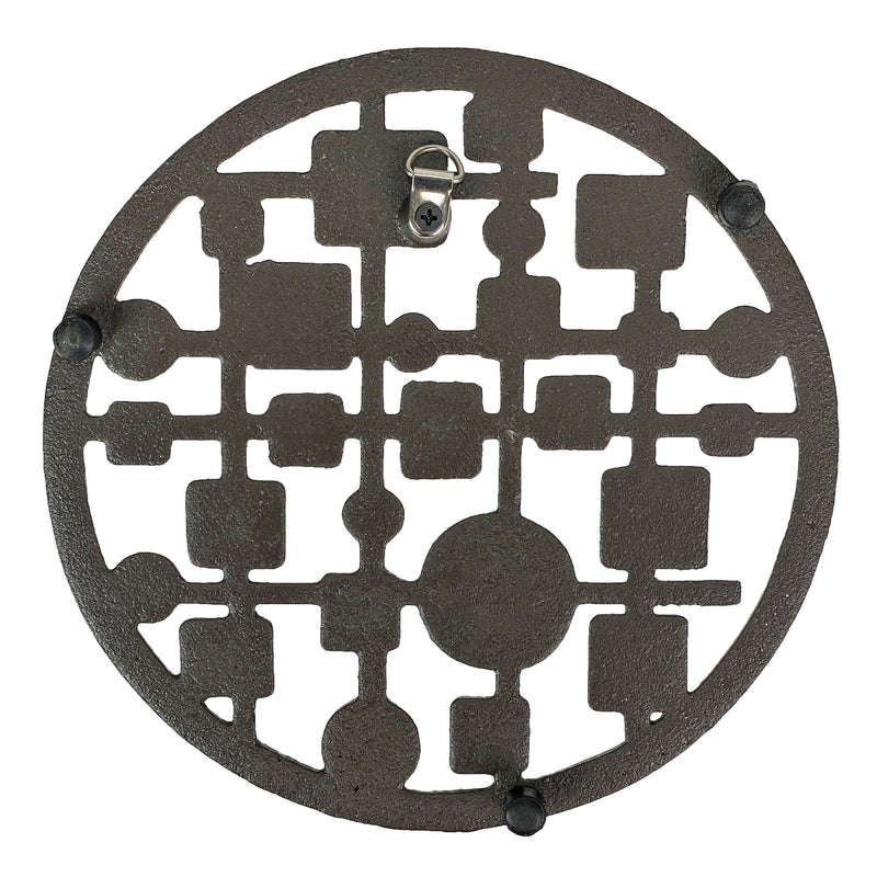Cast Iron Trivet, Circles and Squares 8 Inch Bronze Mid-Century Modern Image 9