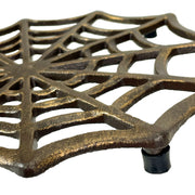 Cast Iron Trivet, Spider Web 8 Inch Bronze Gothic Hot Pad Image 3
