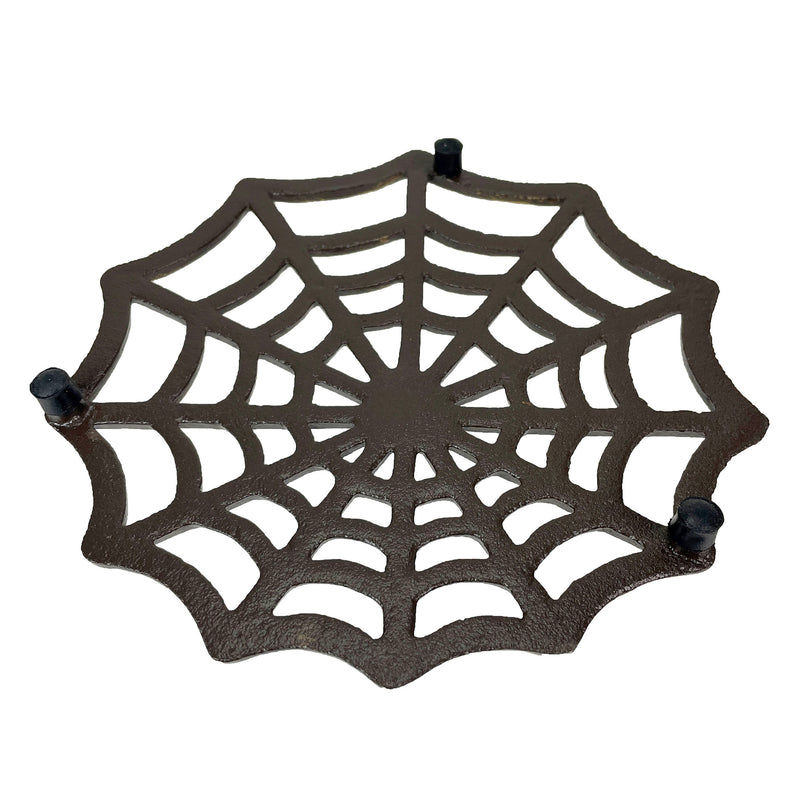 Cast Iron Trivet, Spider Web 8 Inch Bronze Gothic Hot Pad Image 7
