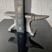 Cast Iron Anvil Bookends Set of 2 - 8" L x 4.5" H x 3.25" D - Rustic Grey Book Holders for Home or Office Décor - Industrial