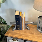 Cast Iron Anvil Bookends Set of 2 - 8" L x 4.5" H x 3.25" D - Rustic Grey Book Holders for Home or Office Décor - Industrial