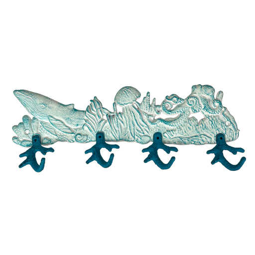 Decorative Wall Hooks, 15.5 Inch Cast Iron Sea Life Plaque Image 1