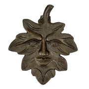 Cast Iron Door Knocker, 6 Inch Bronze Leaf Face Image 1