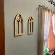 White - Image 6 - Set of 2 Whitewashed Wood Gothic Arch Window Frame Wall Hangings - 15.75 Inch Sculptural Home Decor,