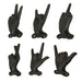 Black - Image 2 - Set of 6 Cast Iron Hand Gesture Wall Hooks - Peace Sign, Rock-On Horns, Middle Finger, ASL "I Love You,"