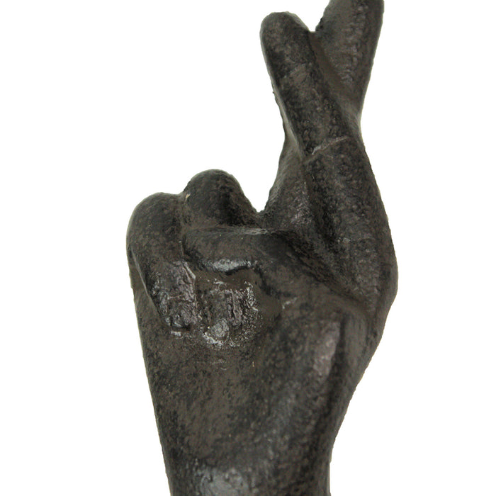 Black - Image 6 - Set of 6 Cast Iron Hand Gesture Wall Hooks - Peace Sign, Rock-On Horns, Middle Finger, ASL "I Love You,"