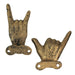 Gold - Image 3 - Set of 6 Cast Iron Hand Gesture Wall Hooks - Peace Sign, Rock-On Horns, Middle Finger, ASL "I Love You",