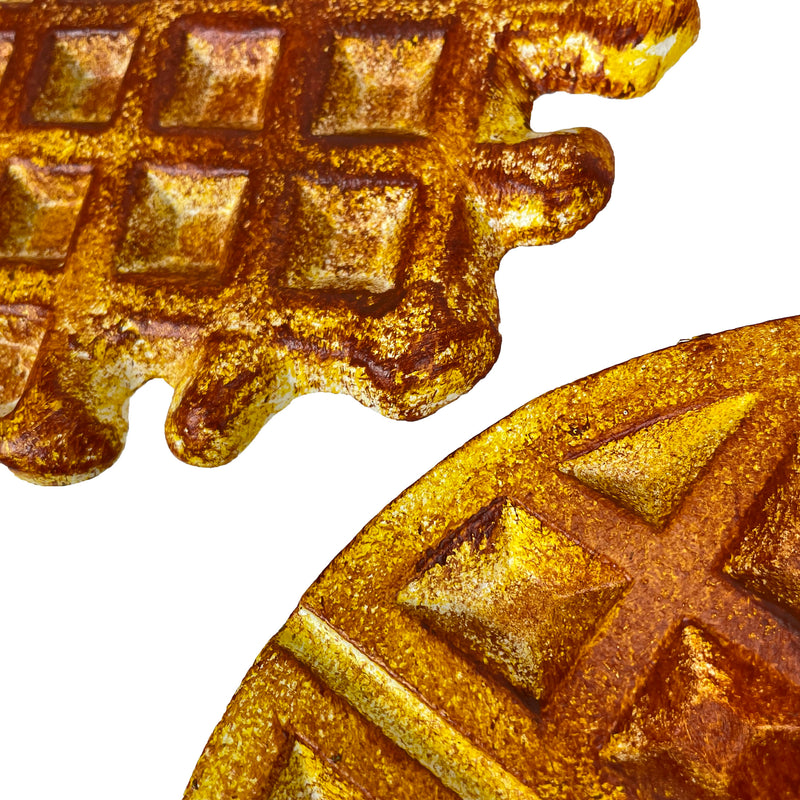 Waffle Set - Image 3 - Zeckos Set of 2 Cast Iron Metal Waffle Trivets – Belgian & Round, 8" Kitchen Plaques, Durable