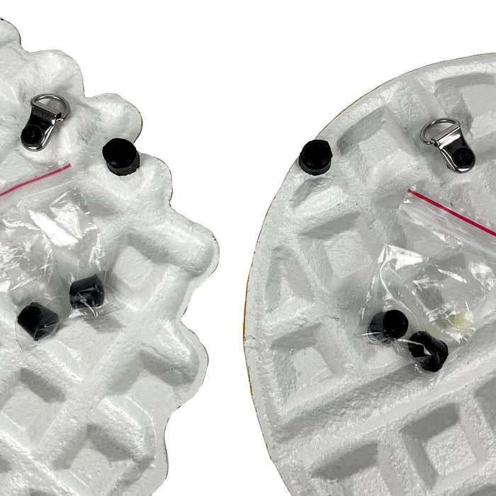 Waffle Set - Image 10 - Zeckos Set of 2 Cast Iron Metal Waffle Trivets – Belgian & Round, 8" Kitchen Plaques, Durable